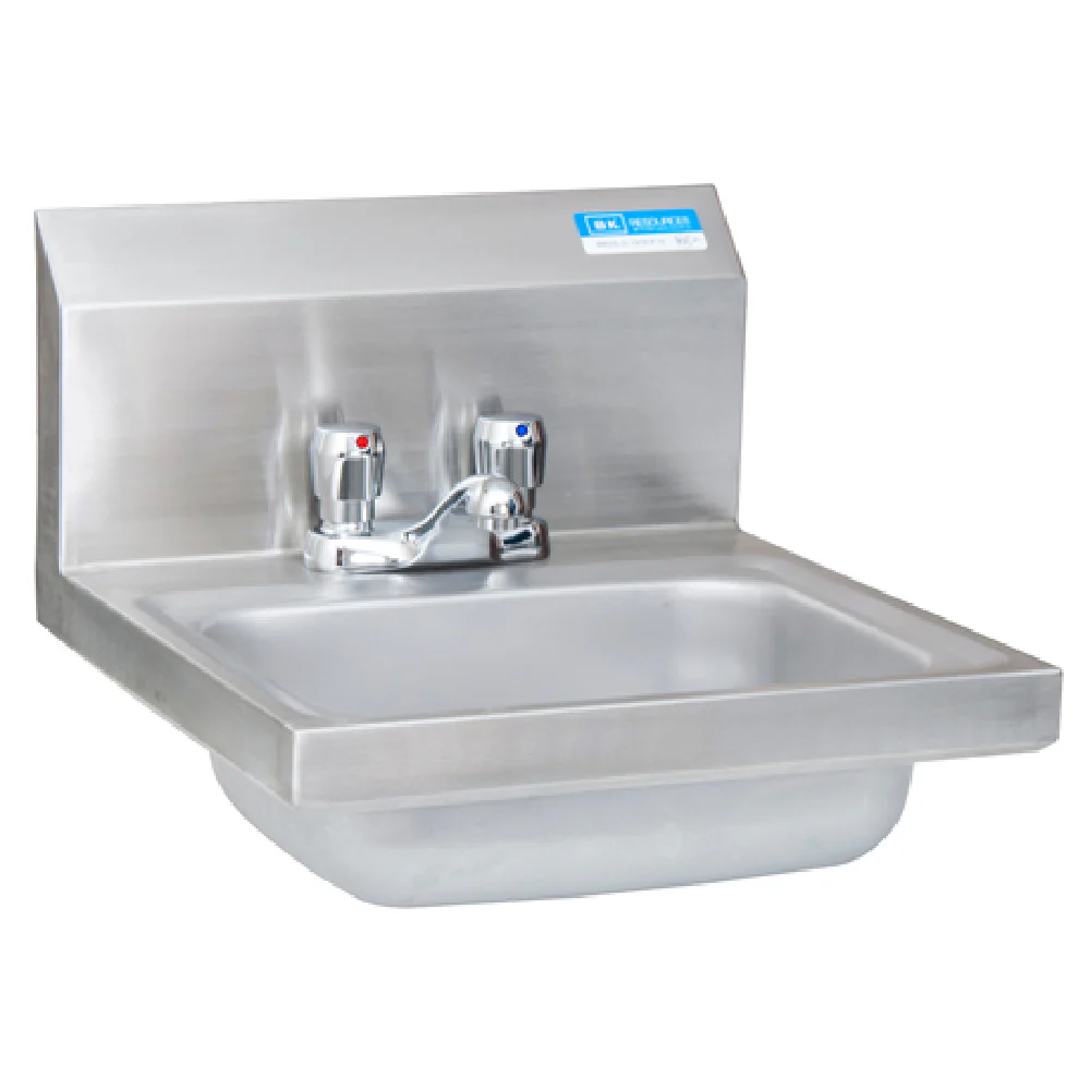 BK Resources BKHS-D-1410-4MF 14 Inch Hand Sink Wall Mount Stainless Steel with Faucet