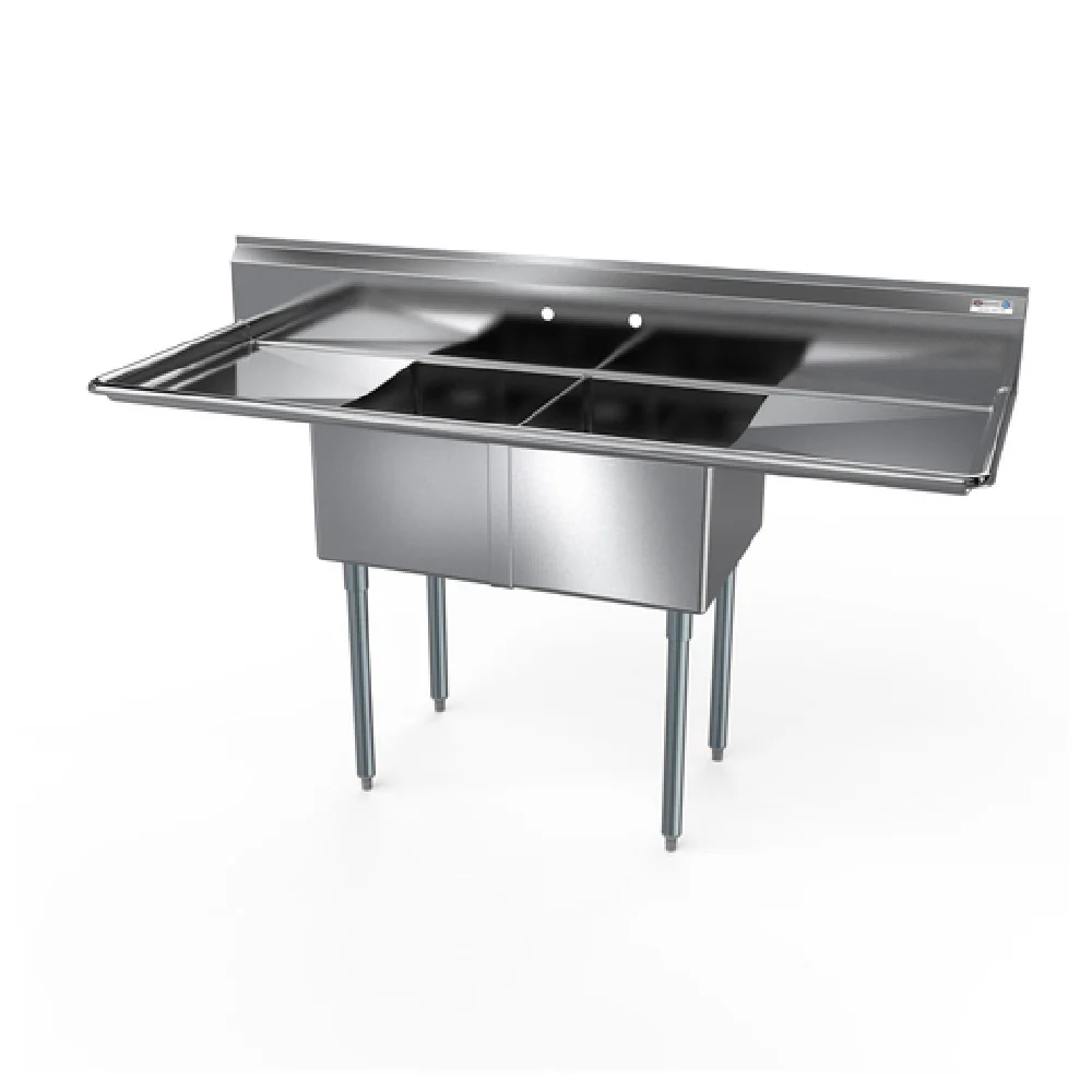 NBR Equipment 2SG-181812LR18 72 Inch Economy Two-compartment Sink Stainless Steel NBR Equipment 2SG-181812LR18 72 Inch Economy Two-compartment Sink Stainless Steel