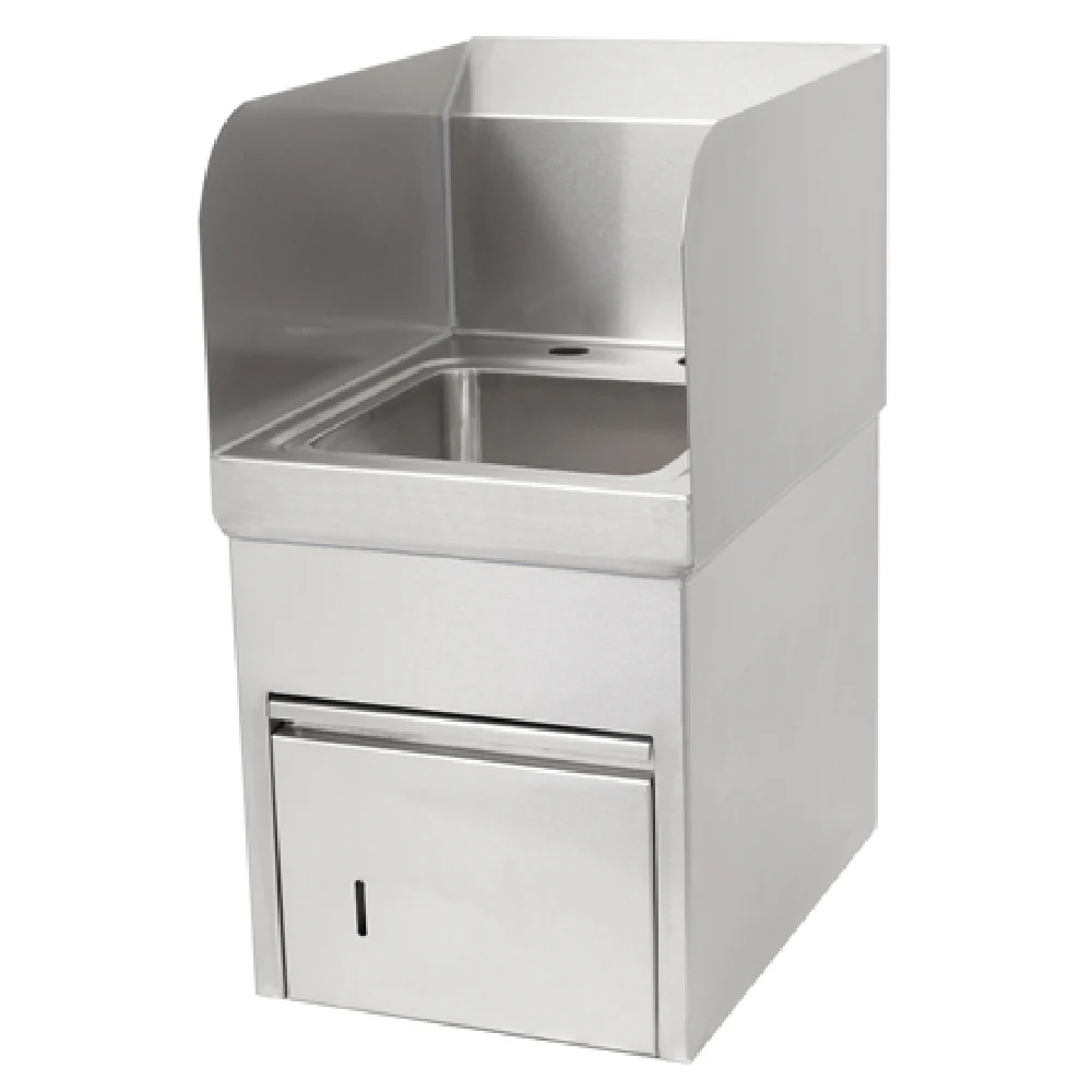 John Boos PBHS-W-0909-TD-SSLR 12 Inch Wall Mount Hand Sink with Splash Guards Stainless Steel John Boos PBHS-W-0909-TD-SSLR 12 Inch Wall Mount Hand Sink with Splash Guards Stainless Steel