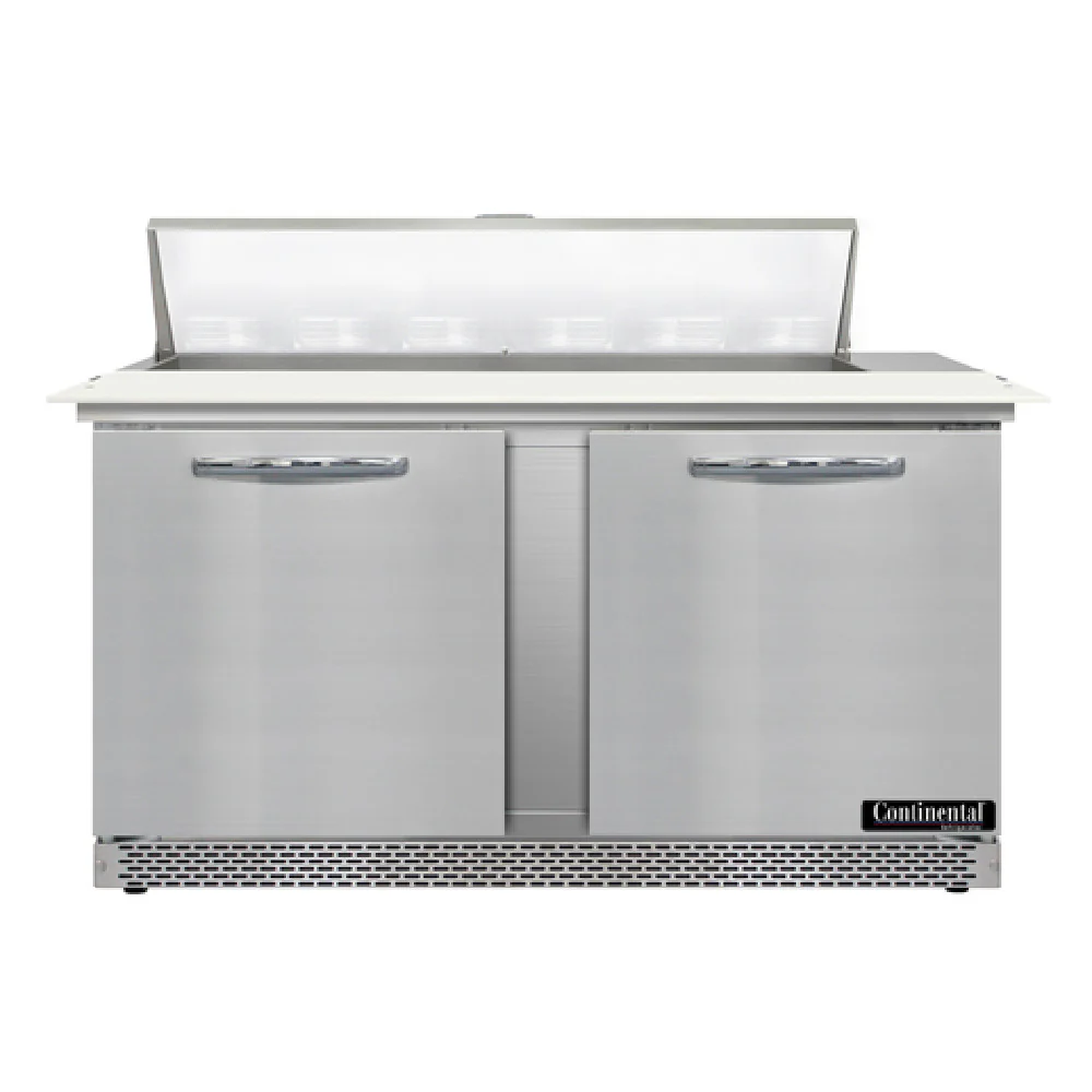 Continental Refrigerator D60N12C-FB 60 Inch Two Section Stainless Steel Sandwich Unit with Pans