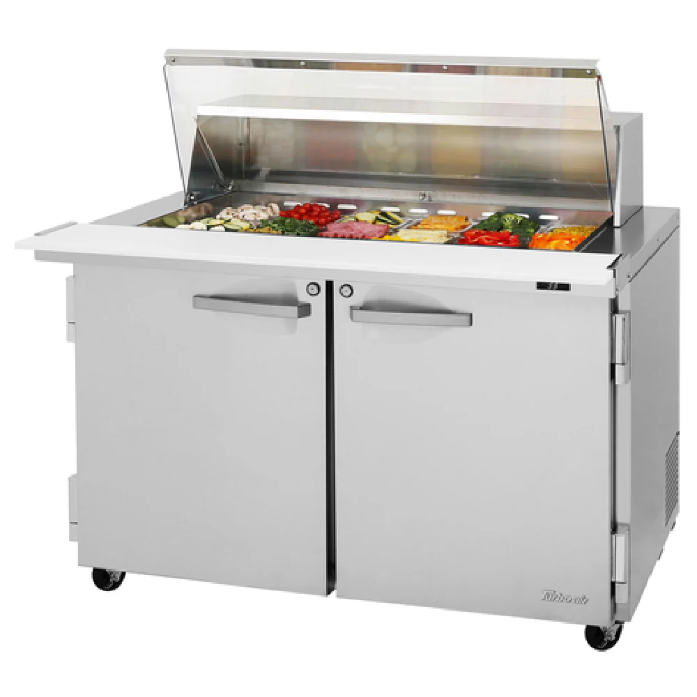 Turbo Air PST-48-18-N-CL 48 Inch Refrigerated Counter Two Section 15.0 Cu Ft with Clear Lid Turbo Air PST-48-18-N-CL 48 Inch Refrigerated Counter Two Section 15.0 Cu Ft with Clear Lid