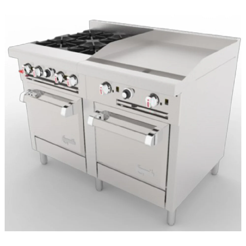 Venancio G482ST-24B24G_LP 48 Inch Gas Range 4 Burner with 24 Inch Griddle and 2 Ovens Venancio G482ST-24B24G_LP 48 Inch Gas Range 4 Burner with 24 Inch Griddle and 2 Ovens