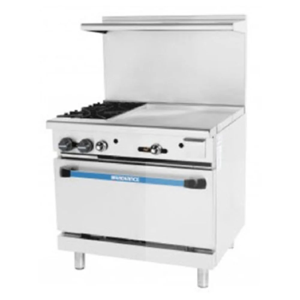 Turbo Air TARG-24G2B_LP 36 Inch Gas Range Oven 2 Burner 136000 BTU with Griddle
