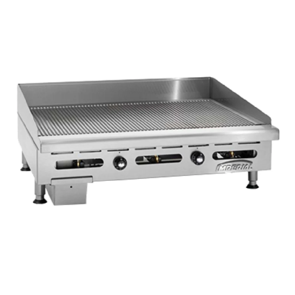 Imperial IGG-36_NAT 36 Inch Gas Griddle Countertop with Grooved Plate 90000 BTU