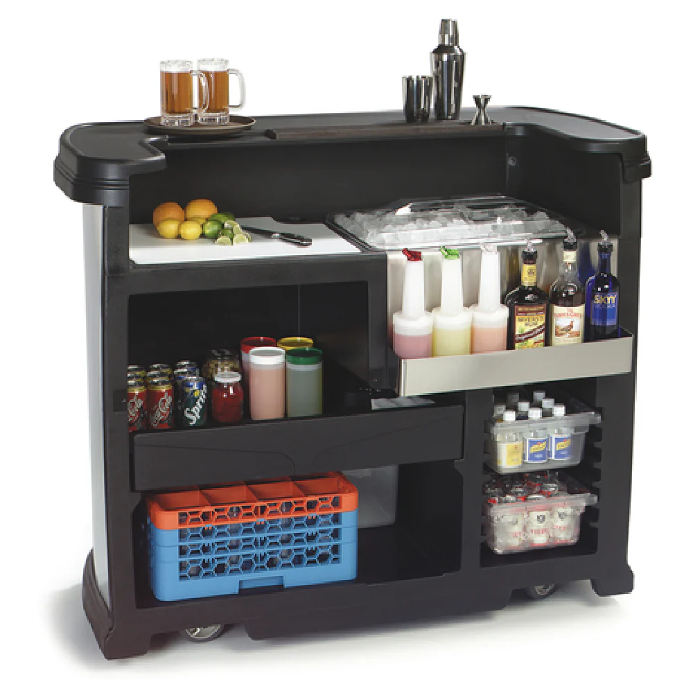 Carlisle 755003 56 Inch Portable Bar with 15 Gallon Ice Bin Black Polyethylene Carlisle 755003 56 Inch Portable Bar with 15 Gallon Ice Bin Black Polyethylene