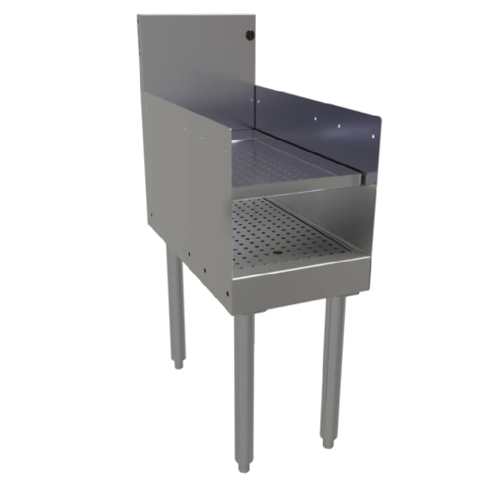 Glastender RDBB-12 12 Inch Recessed Drainboard Free Standing Stainless Steel with Lift-Out Shelf