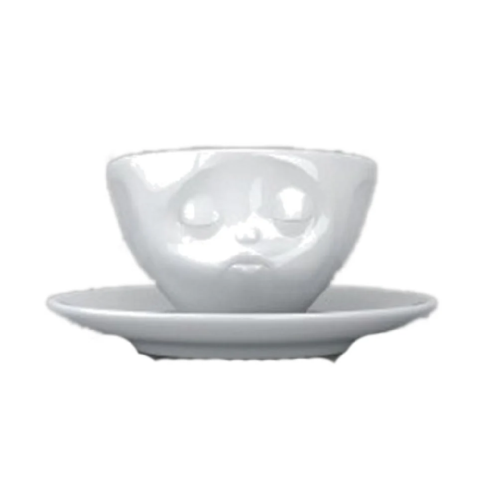 BauscherHepp 144004 3.3 Oz. Cup Porcelain White Embossed Kissing Face