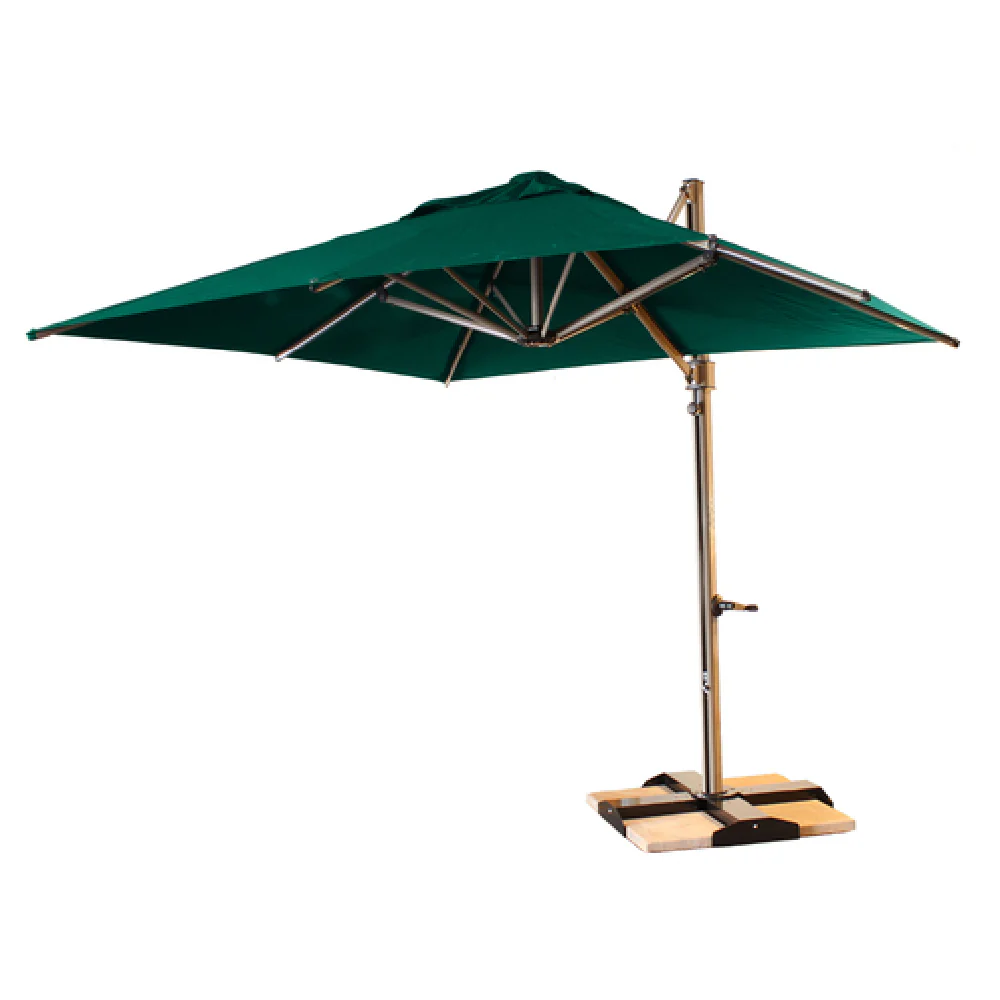 Grosfillex 98702031 10 Inch Square Cantilever Umbrella Aluminum Forest Green with Wind Stabilizer
