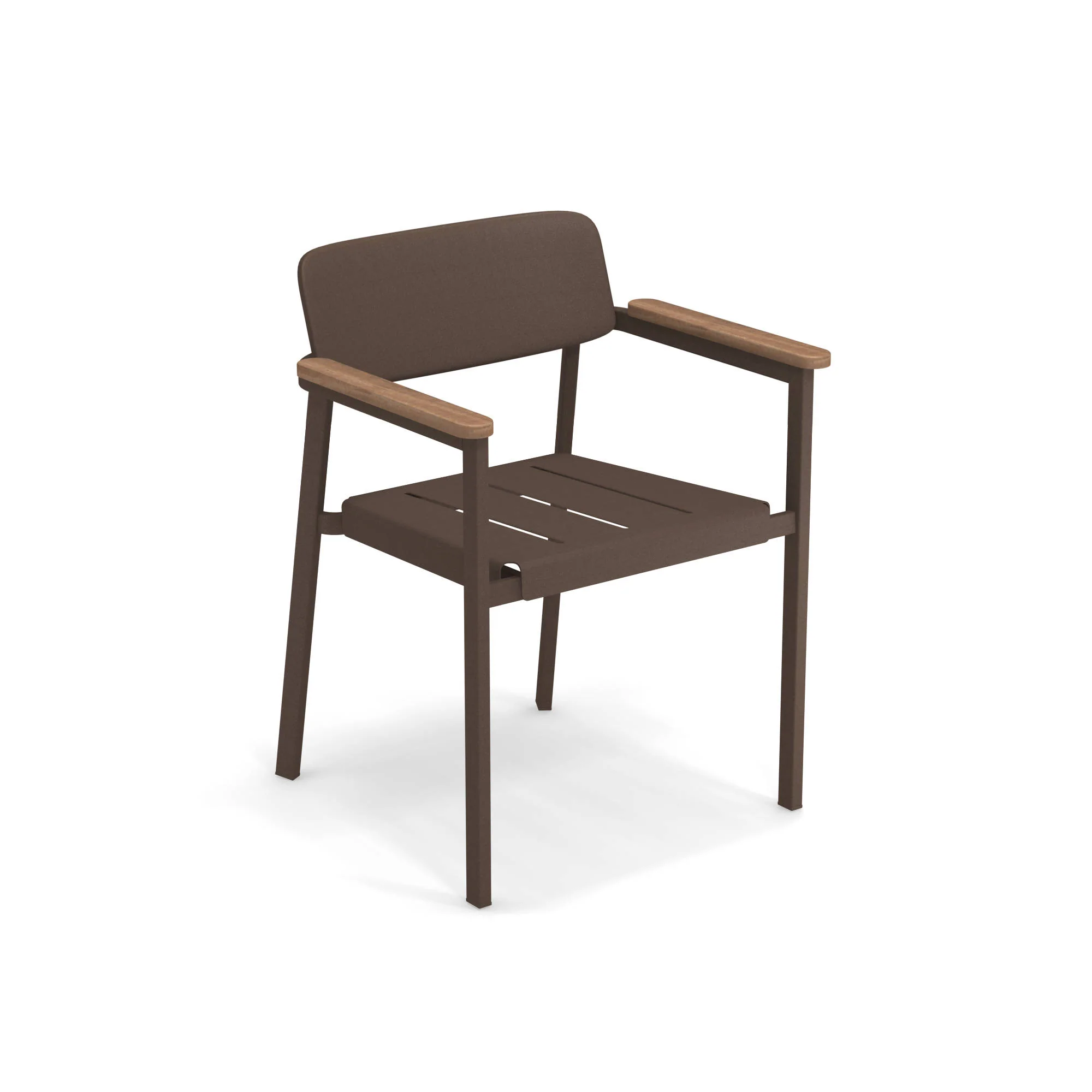 emuamericas, llc E248-41-82 24 Inch Stacking Armchair Slat Seat Teak Armrest Aluminum emuamericas, llc E248-41-82 24 Inch Stacking Armchair Slat Seat Teak Armrest Aluminum