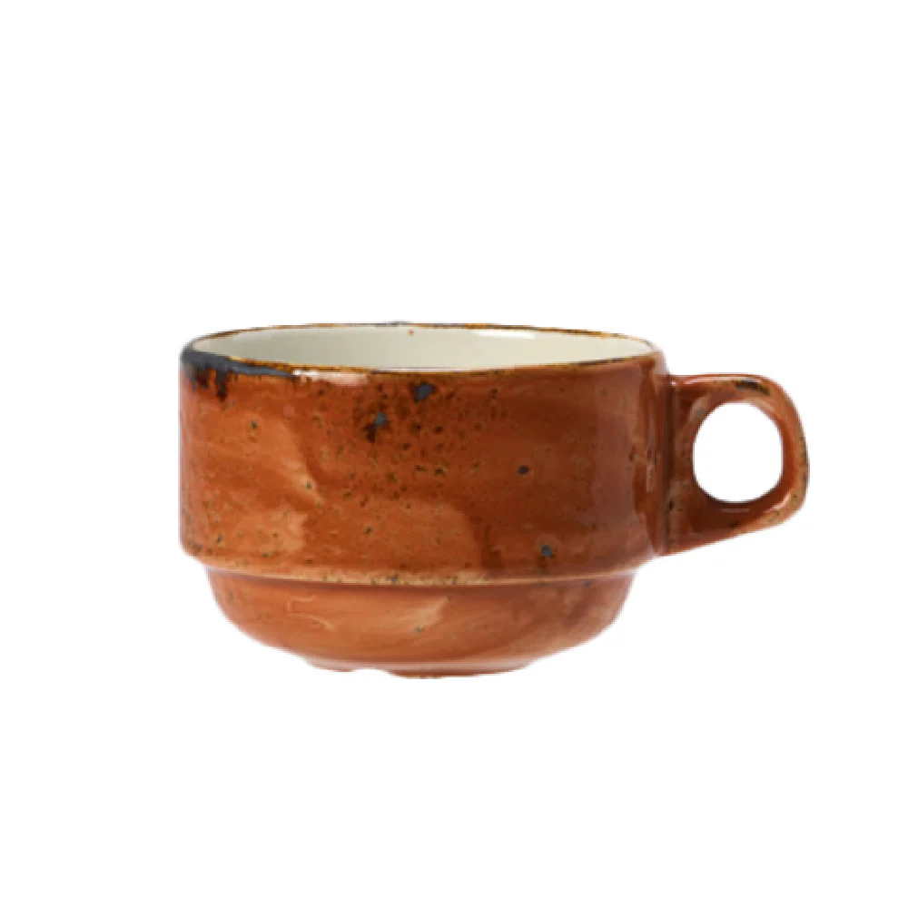 Steelite 11330217 7.0 Oz Slimline Stacking Cup Terracotta Ceramic 3 Dozen