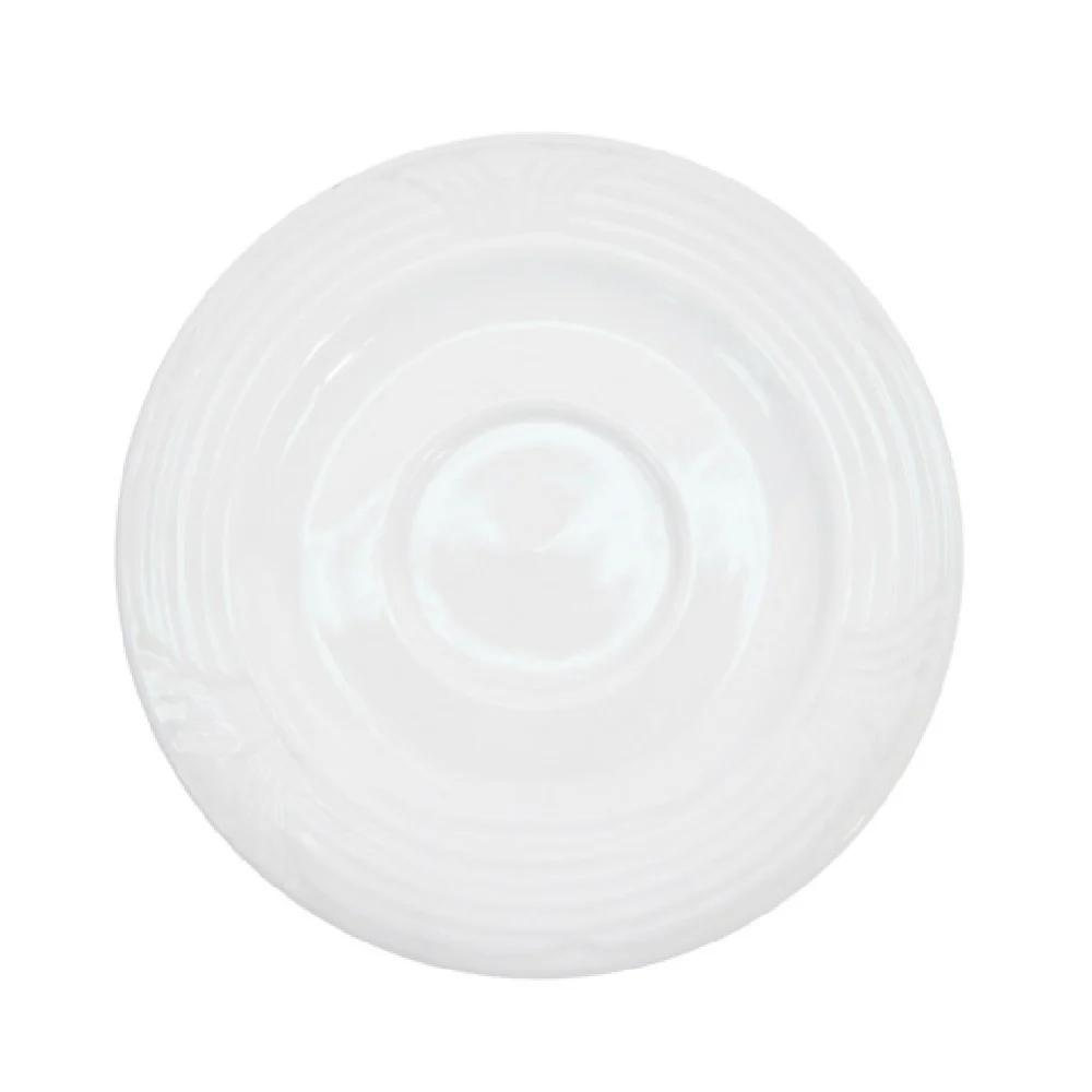 CAC China CRO-36 4 Inch Round Corona Saucer Embossed Porcelain Super White