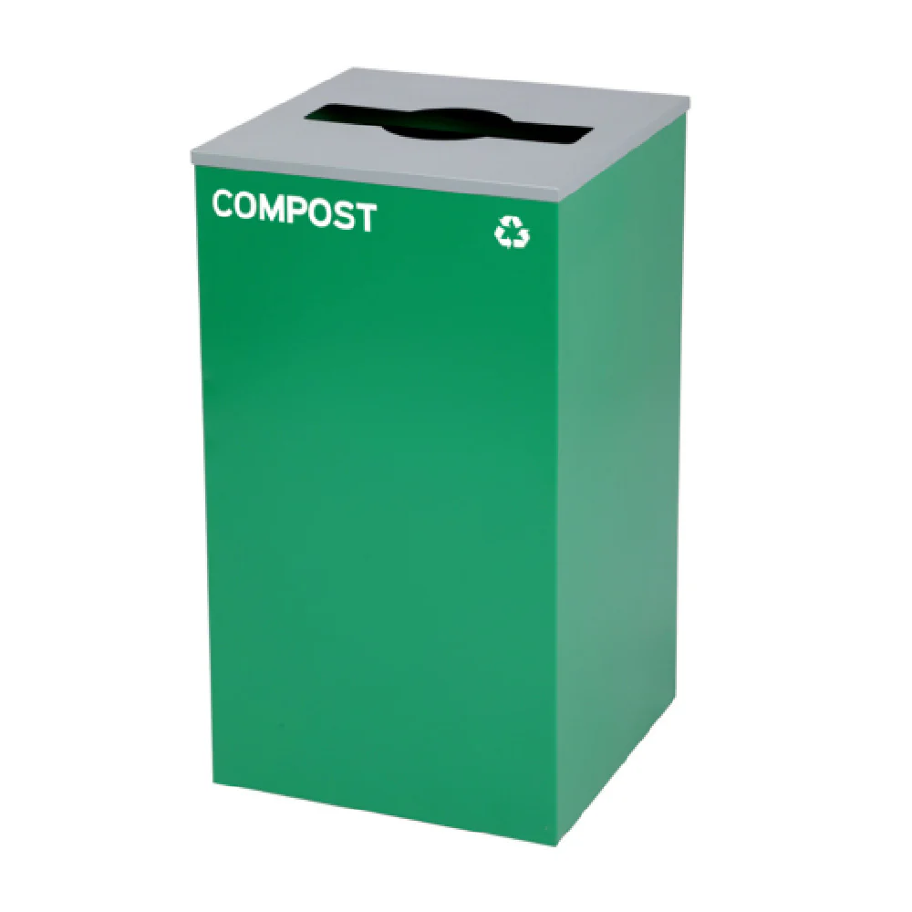Alpine Industries ALP4450-KIT-GRN-M-COM 29 Gallon Square Recycling Bin for Compost Green Metal