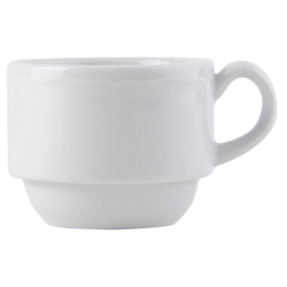 Tuxton SCF-0303 3 Oz Espresso Cup Scalloped Porcelain White Stackable Case