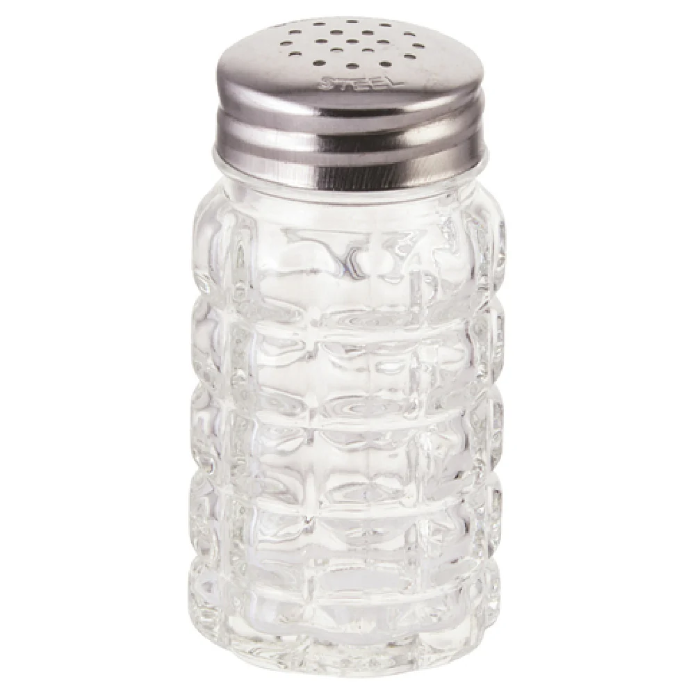 Winco G-118 2 Oz Classic Glass Shaker with Stainless Steel Flat Top