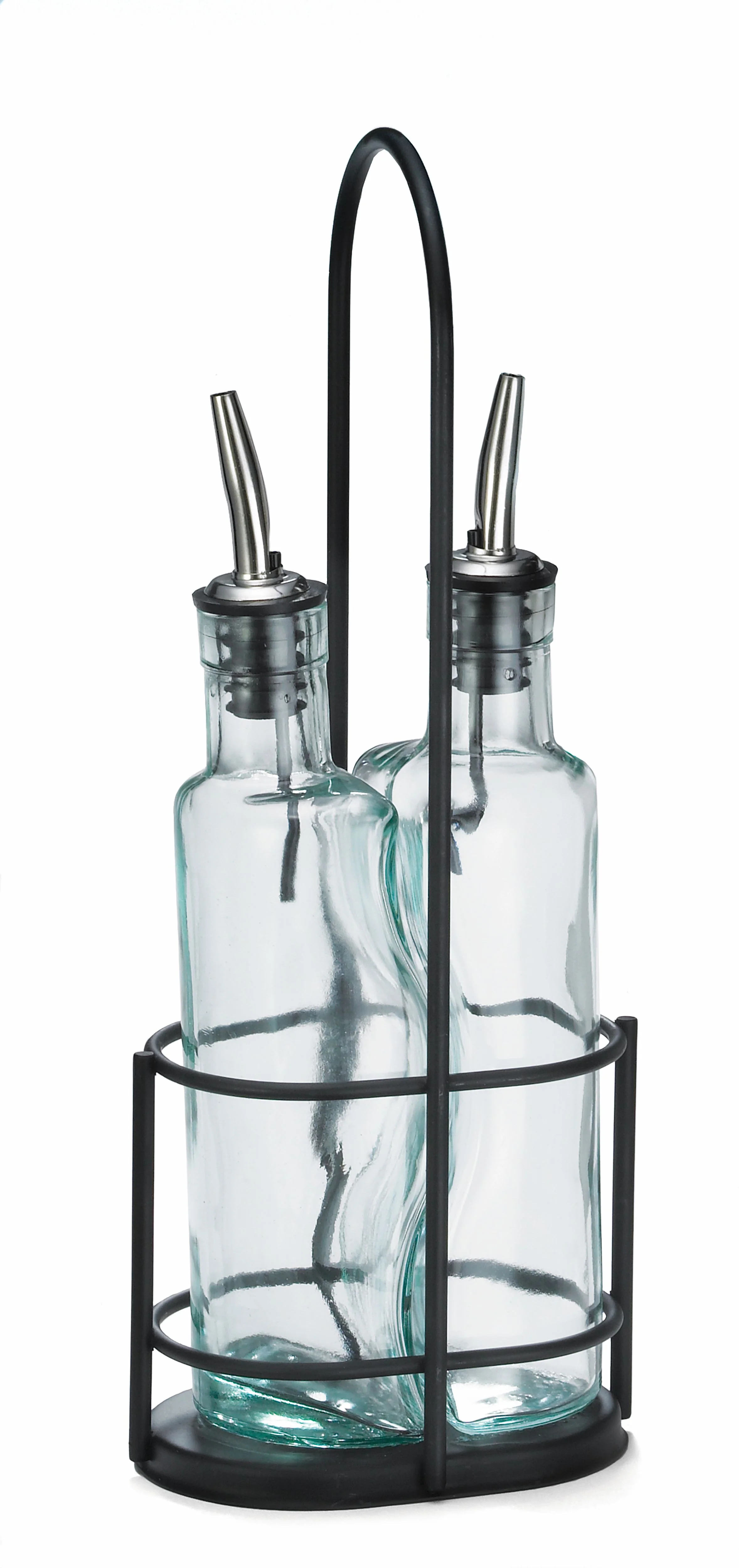 Tablecraft H918NBK 8-1/2 Oz Green Tint Glass Bottles with Metal Rack 2 Packs Tablecraft H918NBK 8-1/2 Oz Green Tint Glass Bottles with Metal Rack 2 Packs