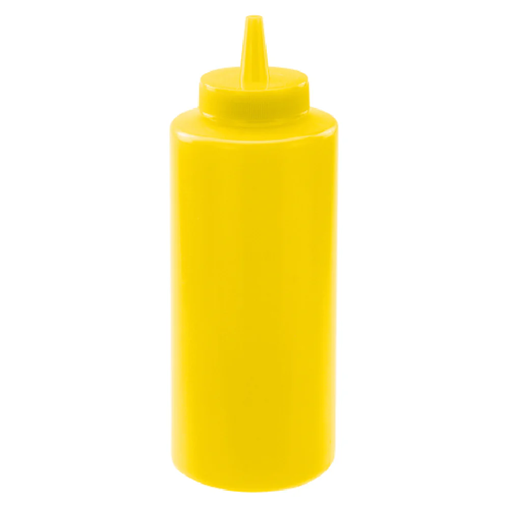 Winco PSB-12Y 12 Oz Squeeze Bottle BPA Free Plastic Yellow - 6 Packs
