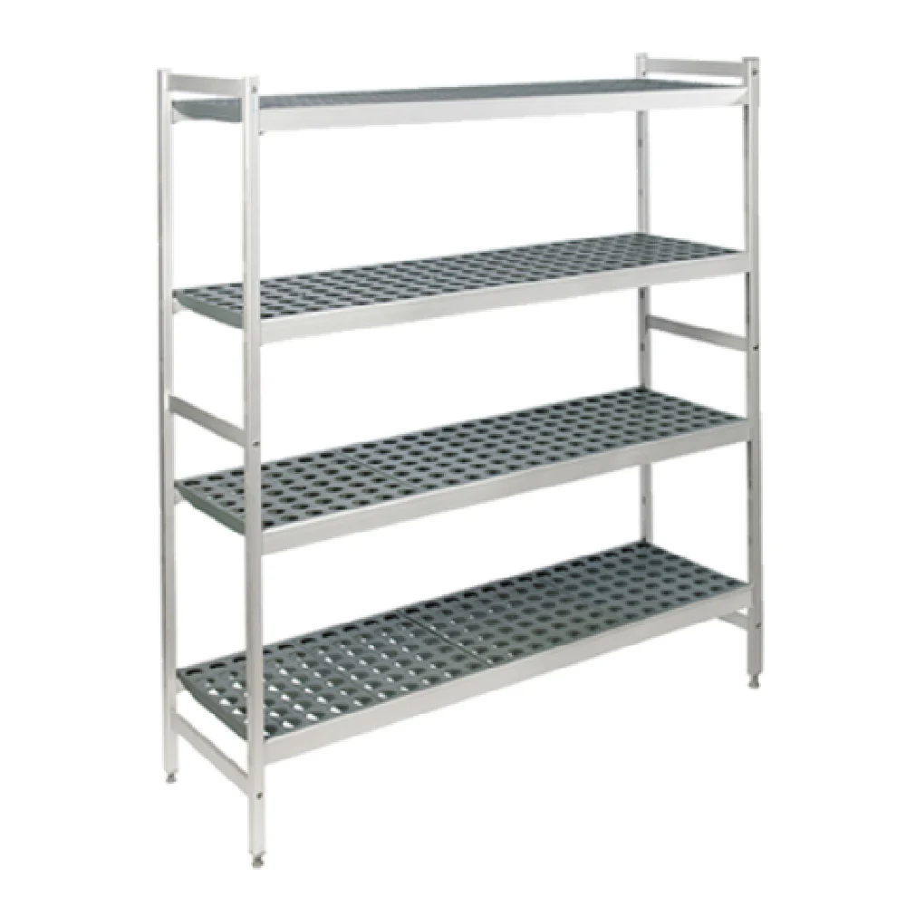 Fermod 4R64A83 64 Inch Wide Stationary Shelving Unit with 4 Tiers Aluminum