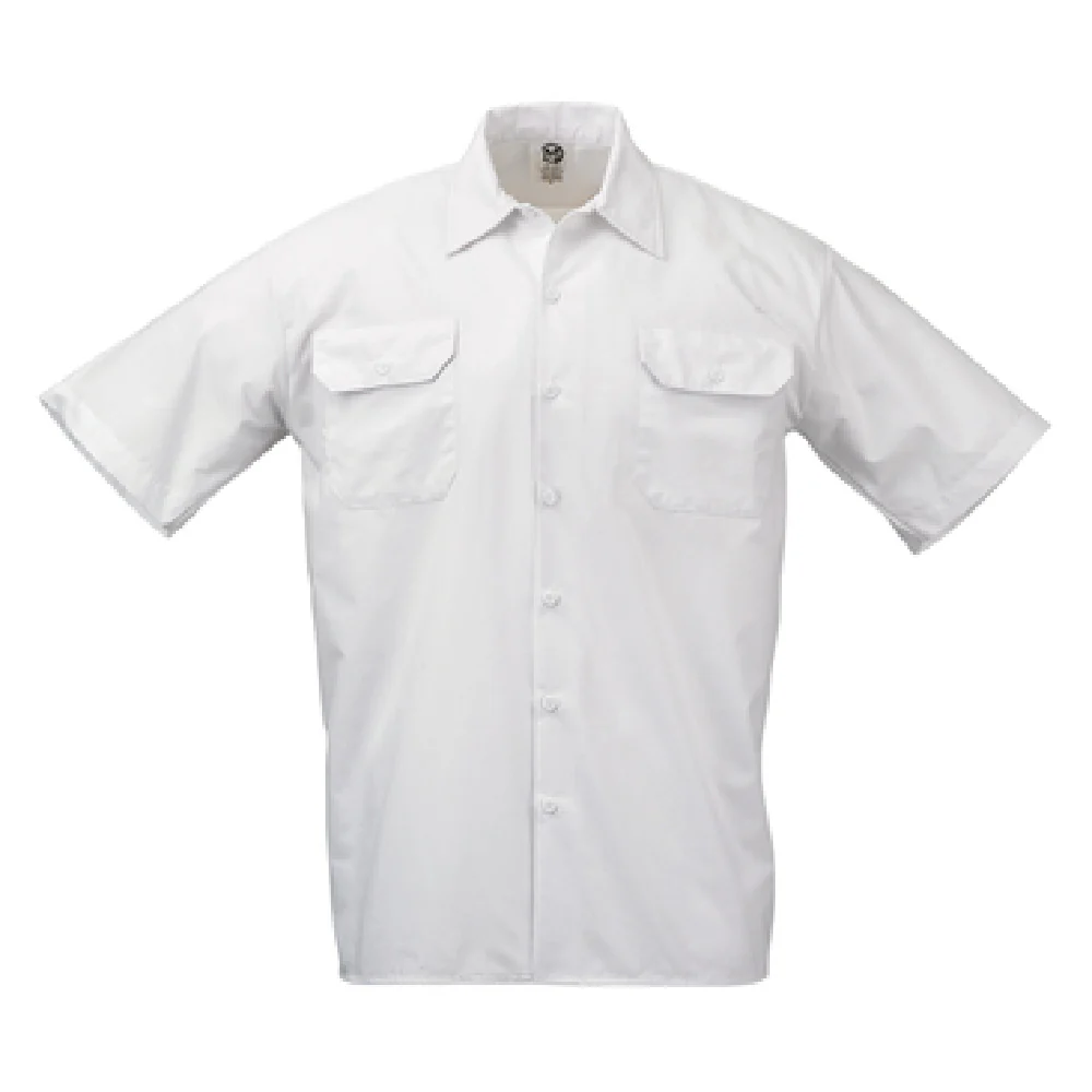 Mercer Culinary M60250WH1X Cook's Shirt Unisex Poly/Cotton White with 7 Buttons Mercer Culinary M60250WH1X Cook's Shirt Unisex Poly/Cotton White with 7 Buttons