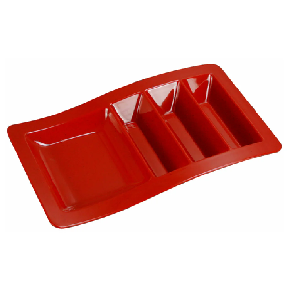 Yanco ME-1765 14-3/4 Inch with 4 Compartment Taco Plate Melamine Red