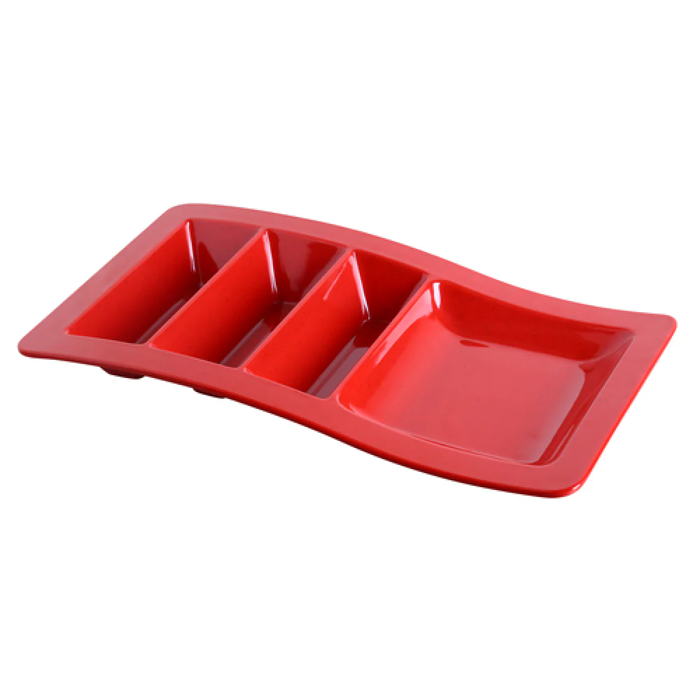 Yanco ME-1765 14-3/4 Inch with 4 Compartment Taco Plate Melamine Red Yanco ME-1765 14-3/4 Inch with 4 Compartment Taco Plate Melamine Red