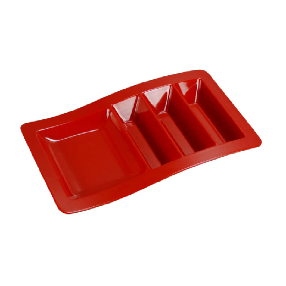 Yanco ME-1765 14-3/4 Inch with 4 Compartment Taco Plate Melamine Red Yanco ME-1765 14-3/4 Inch with 4 Compartment Taco Plate Melamine Red