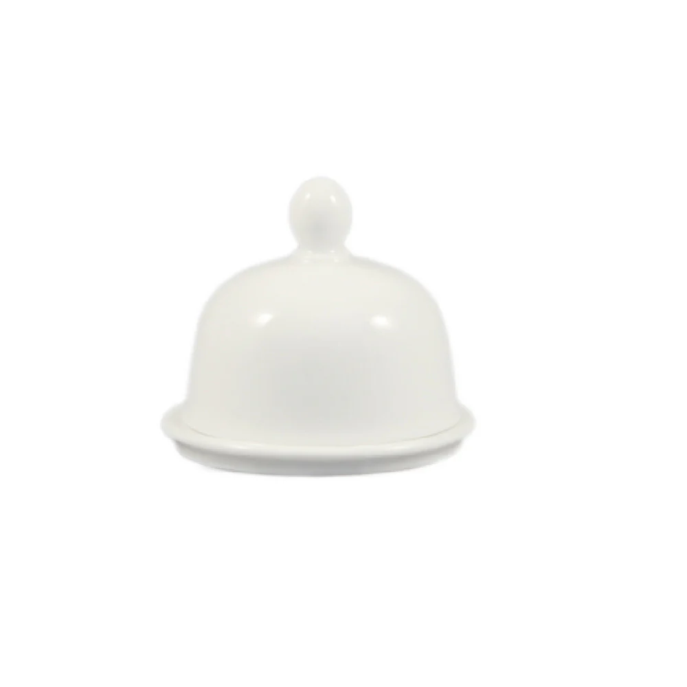 CAC China BUT-1 3-1/2 Inch Round Butter Dish Set with Dome Lid Porcelain CAC China BUT-1 3-1/2 Inch Round Butter Dish Set with Dome Lid Porcelain