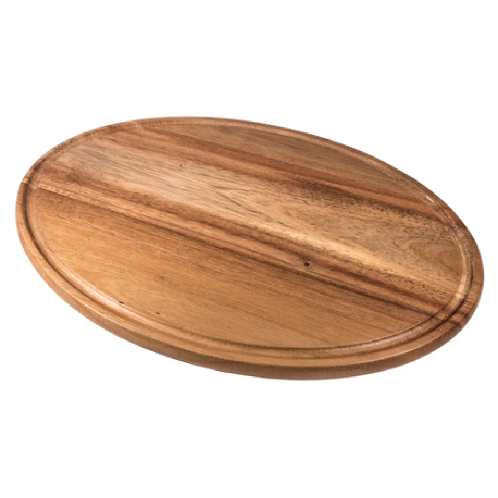 On The Table 124 14-1/2 Inch Serving Board Oval with Juice Groove Acacia Wood Natural