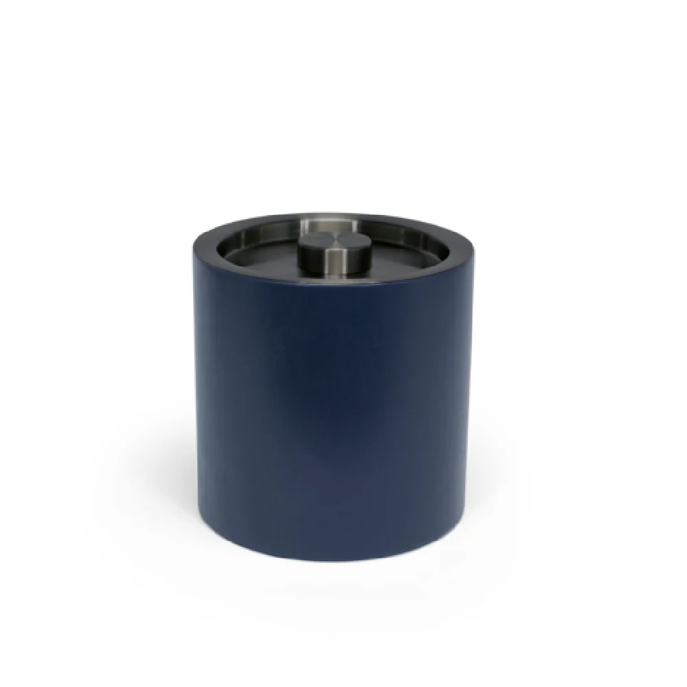 FOH RIB025BLL21 3.5qt Round London Ice Bucket Navy With Brushed Stainless Lid