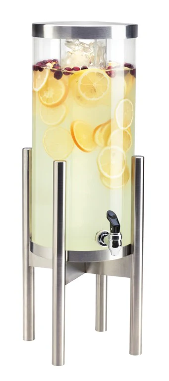 Cal Mil 3565-3-55 12 Inch Single Round Beverage Dispenser with Ice Chamber Stainless Steel