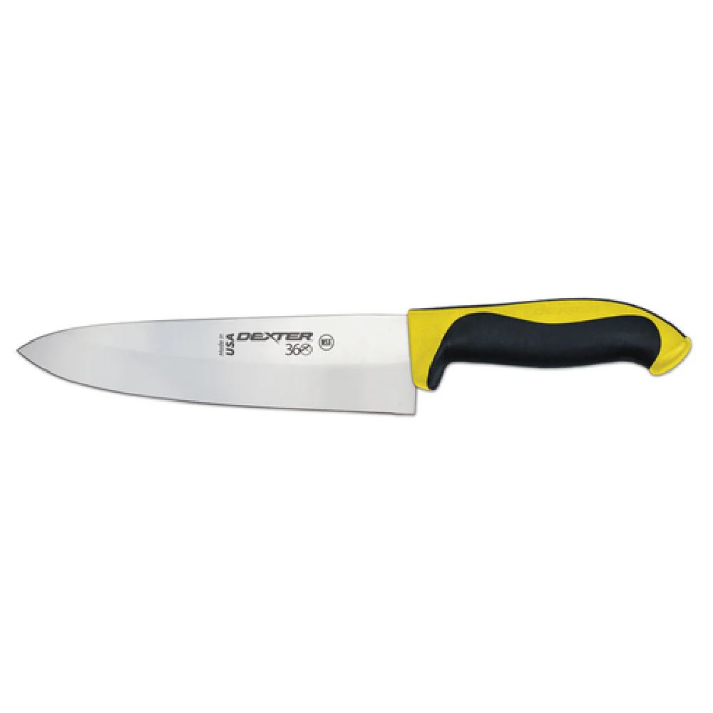 Dexter Russell S360-8Y-PCP 8 Inch Blade Cook Knife Stamped High Carbon Steel Yellow Handle