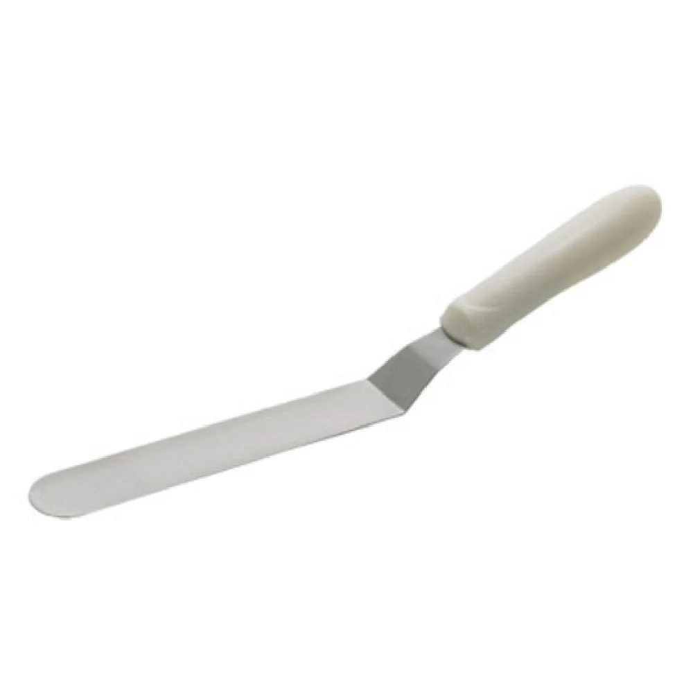 Winco TWPO-7 6-1/2 Inch Blade Offset Spatula Dishwasher Safe Polypropylene White Satin Finish