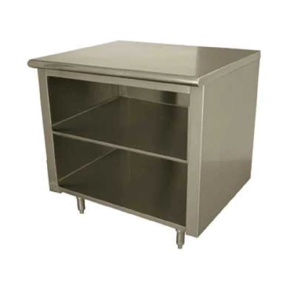 Advance Tabco EB-SS-3012M 144 Inch Open Front Cabinet Base Stainless Steel Work Table with Mid-shelf