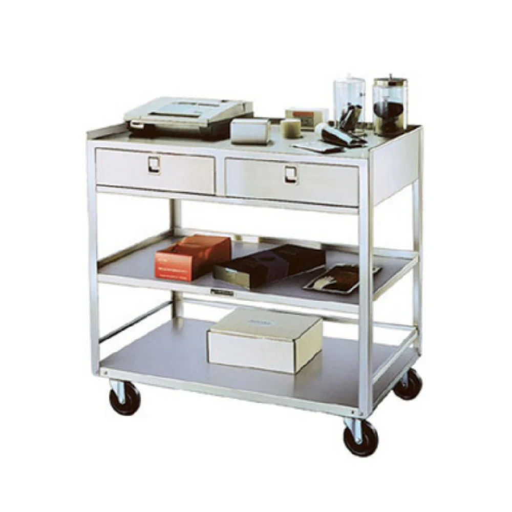 Lakeside 474 20 Inch Equipment Stand with 3 Shelves and 2 Drawers Stainless Steel