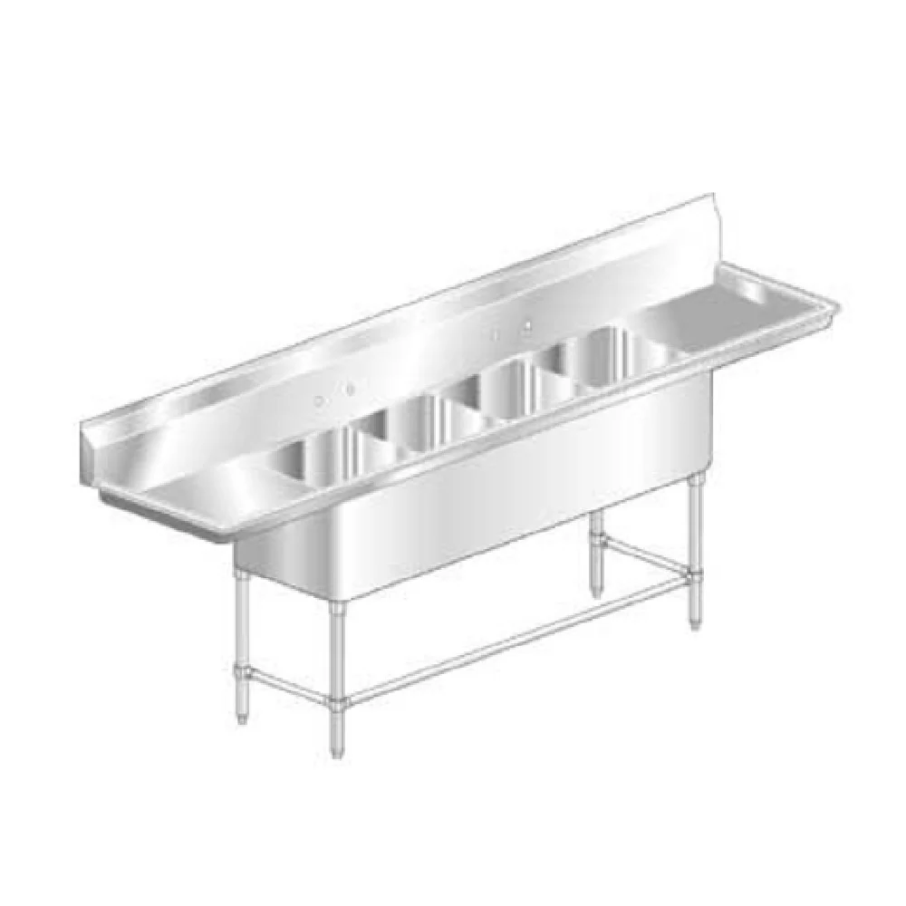 AERO Manufacturing 3F4-2116-36LR 139 Inch Delux Sink Four Compartment with 36 Inch Drainboards