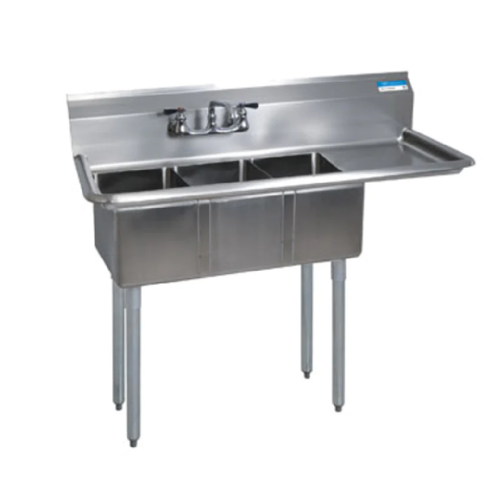 BK Resources BKS-3-1014-10-15R 47-1/2 Inch Convenience Store Sink with Three Compartment