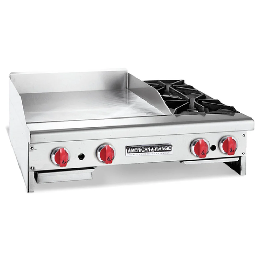 American Range AR36-24G2OB_LP 36 Inch Griddle Gas Open Burner Combination 2 Burners 32000 BTU