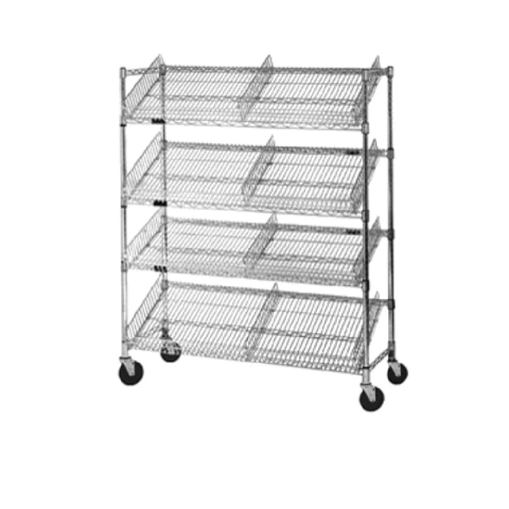 Eagle M1860Z-4 60 Inch 4-tier Angled Shelf Merchandising Cart with Casters