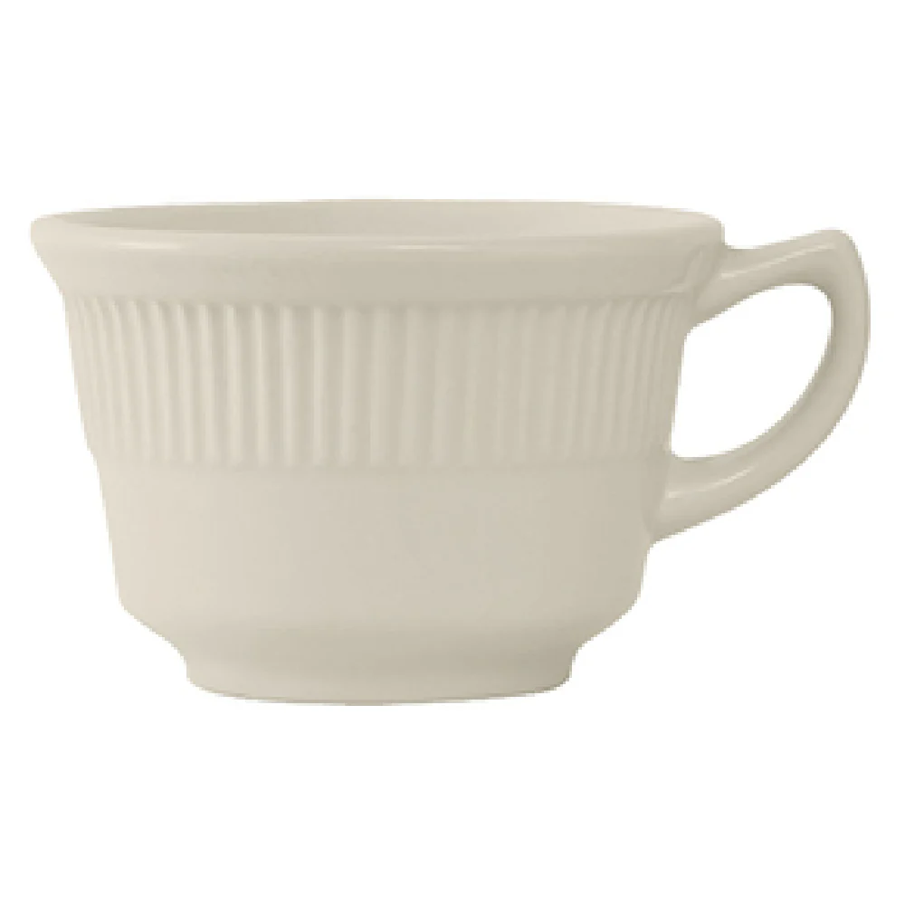 Tuxton HEF-070 7 Oz Embossed Cup Ceramic American White Dishwasher Safe