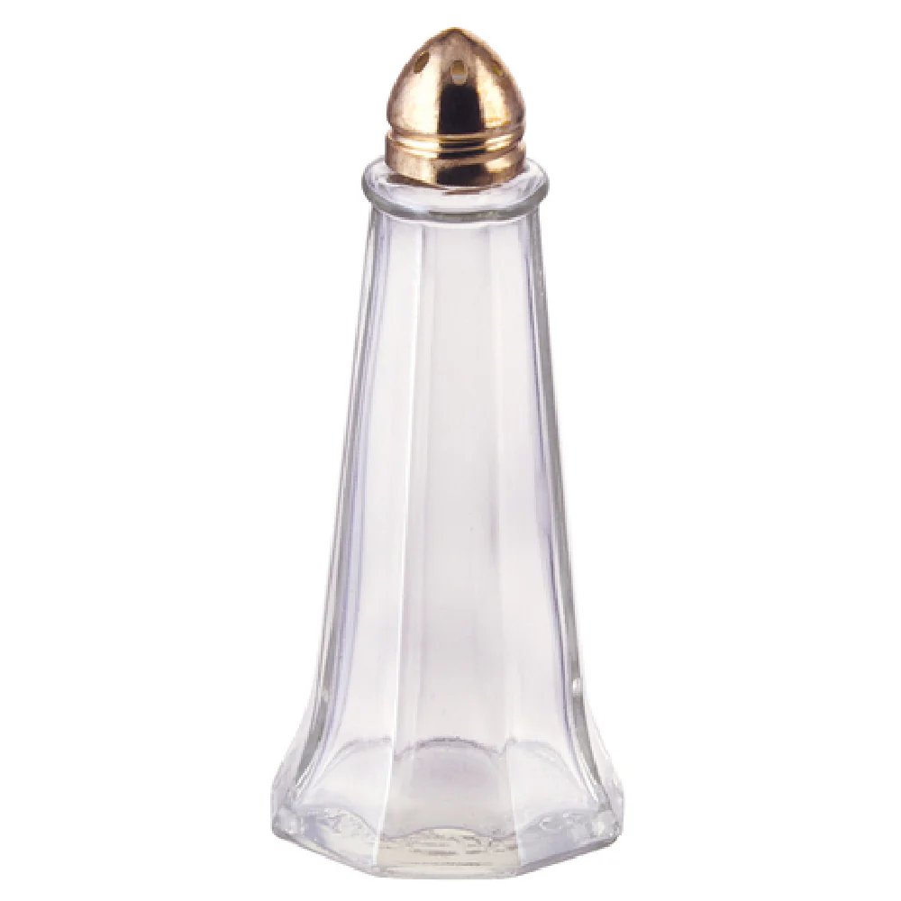 Winco G-111 1 Oz Glass Shaker Tower with Brass Top for Salt Pepper
