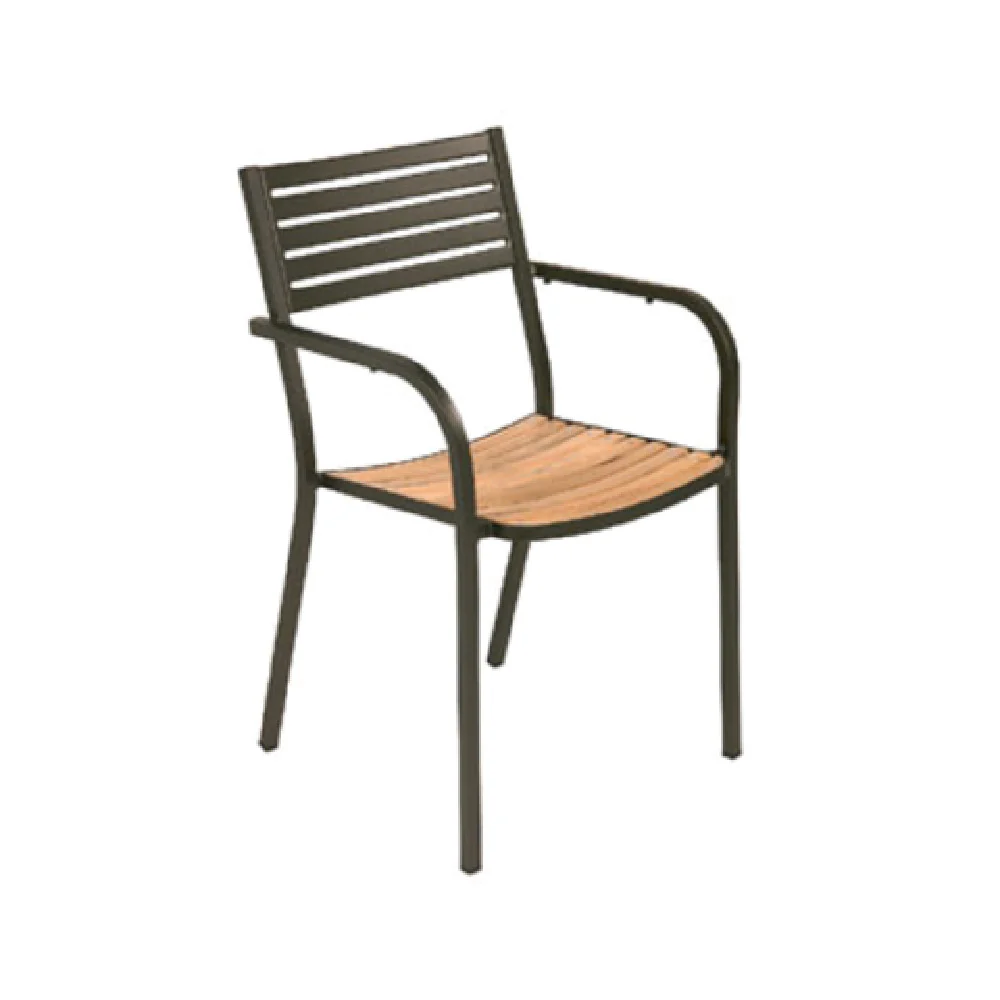 emuamericas llc 267 20 Inch Stacking Armchair Outdoor Metal Teak Seat emuamericas llc 267 20 Inch Stacking Armchair Outdoor Metal Teak Seat
