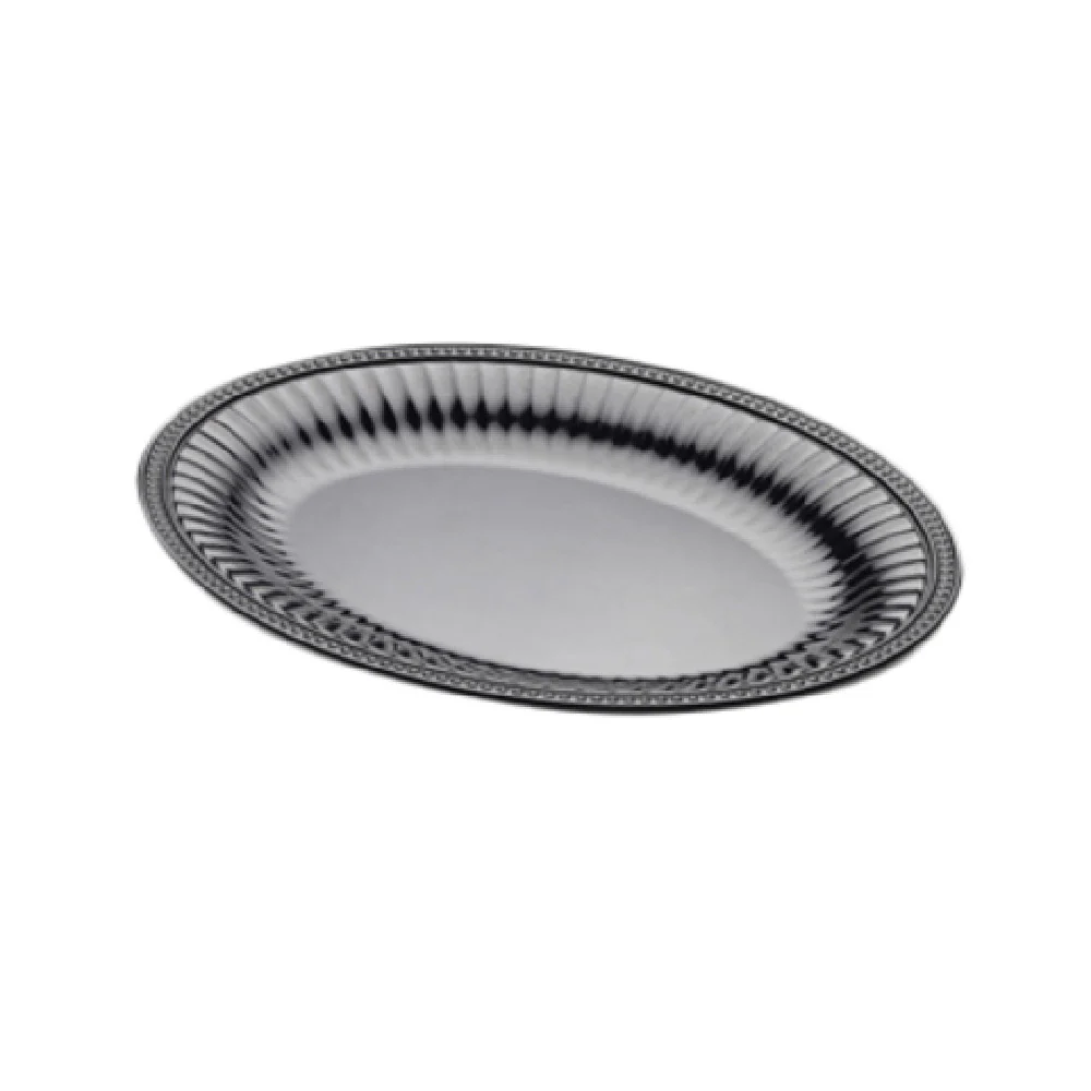 GET Enterprises M1713OV-B 17 Inch Oval Platter Beaded Edge Melamine Black