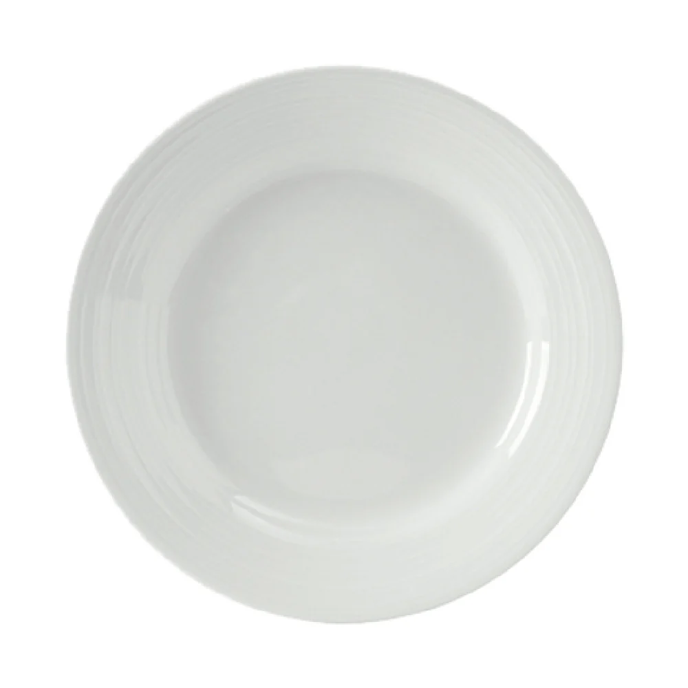 Tuxton FPA-082 8-1/4 Inch Diameter Round Plate Porcelain White with Embossed Edge