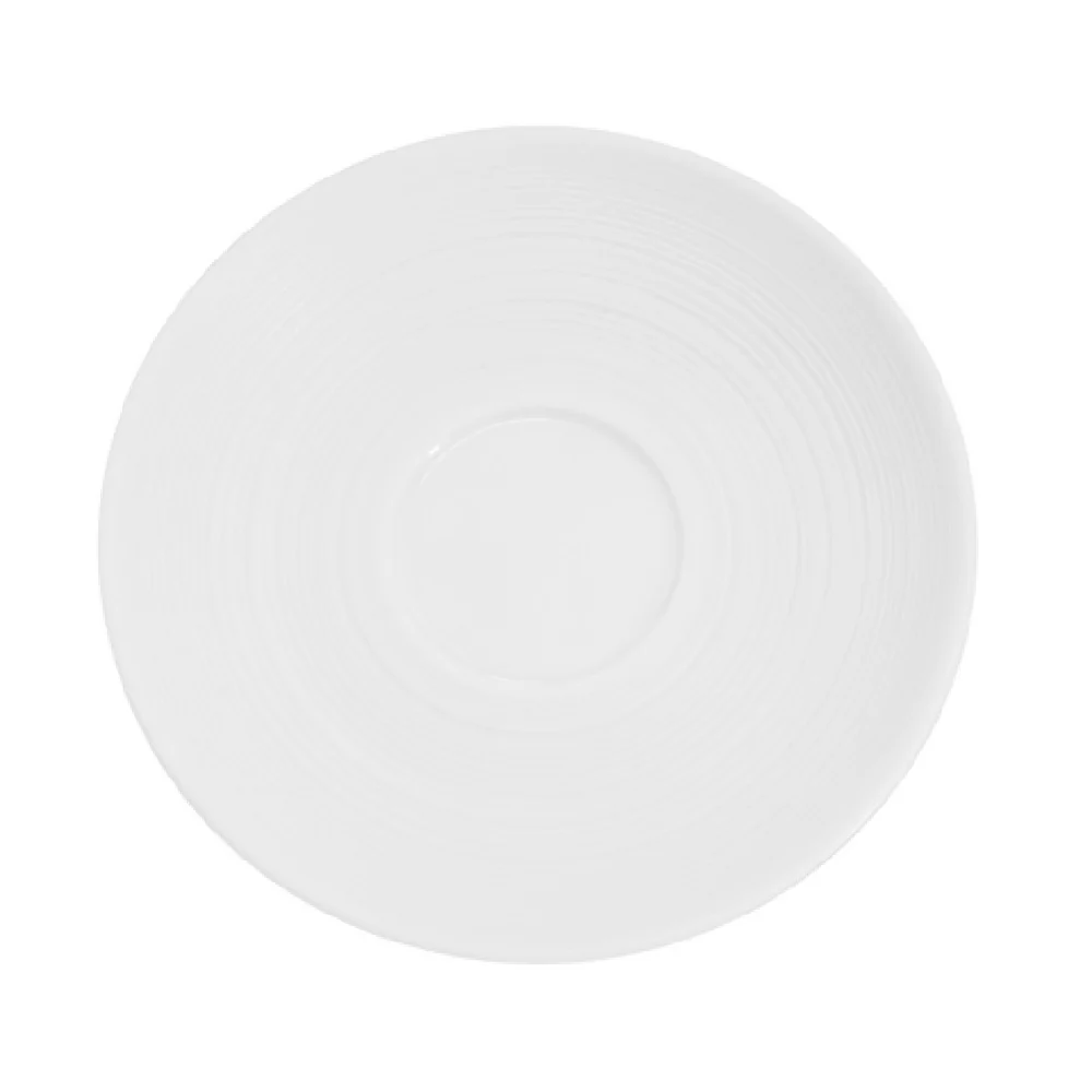 CAC China TST-2 6 Inch Diameter Round Saucer Porcelain Embossed with Dishwasher and Microwave Safe