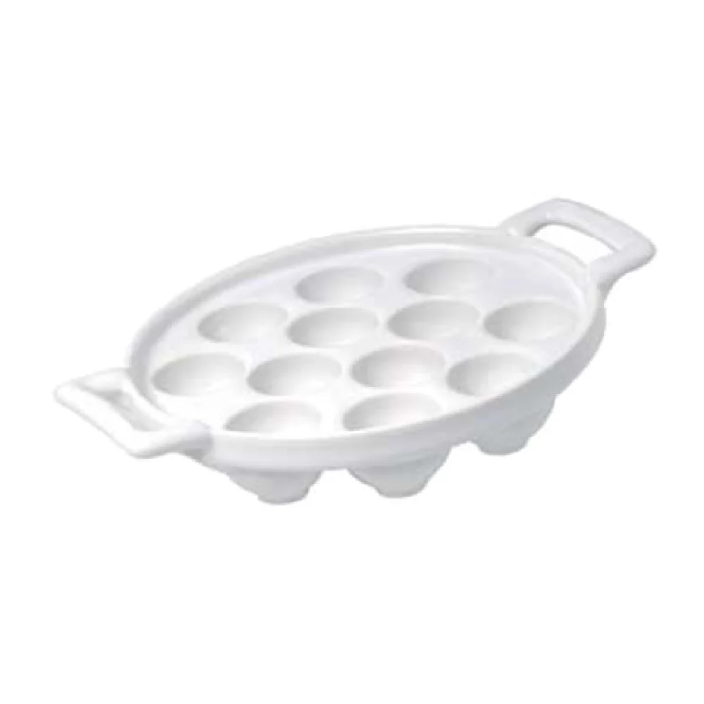 Revol 614857 7 Inch Snail Plate 12 Holes Porcelain White with Handle Revol 614857 7 Inch Snail Plate 12 Holes Porcelain White with Handle