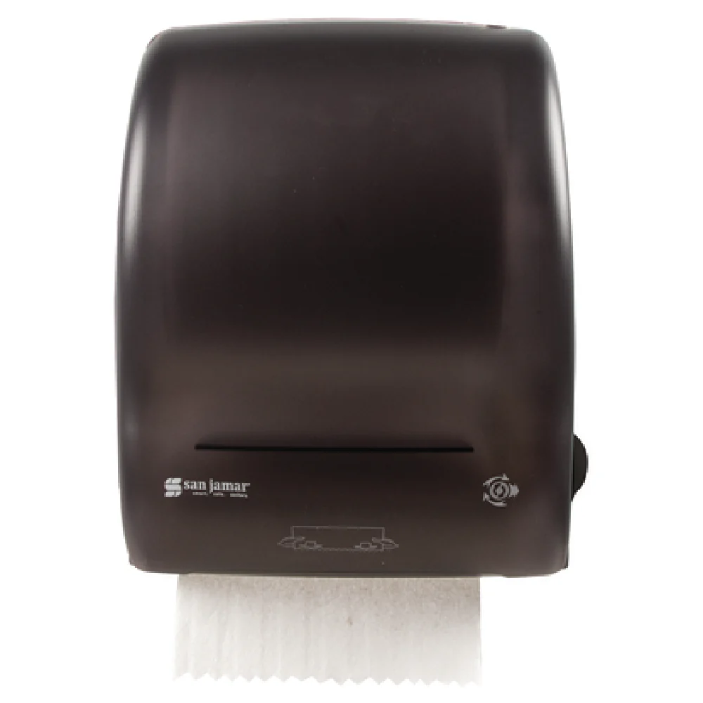 San Jamar T7400TBK 12-3/8 Inch Touch-free Paper Towel Dispenser Black Plastic with Lock San Jamar T7400TBK 12-3/8 Inch Touch-free Paper Towel Dispenser Black Plastic with Lock