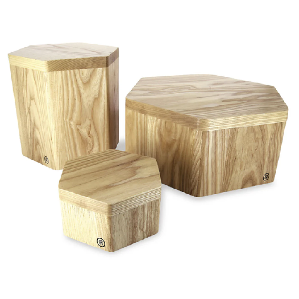 Revol 650678 11 Inch Display Riser Set of 3 Hexagonal Ash Wood