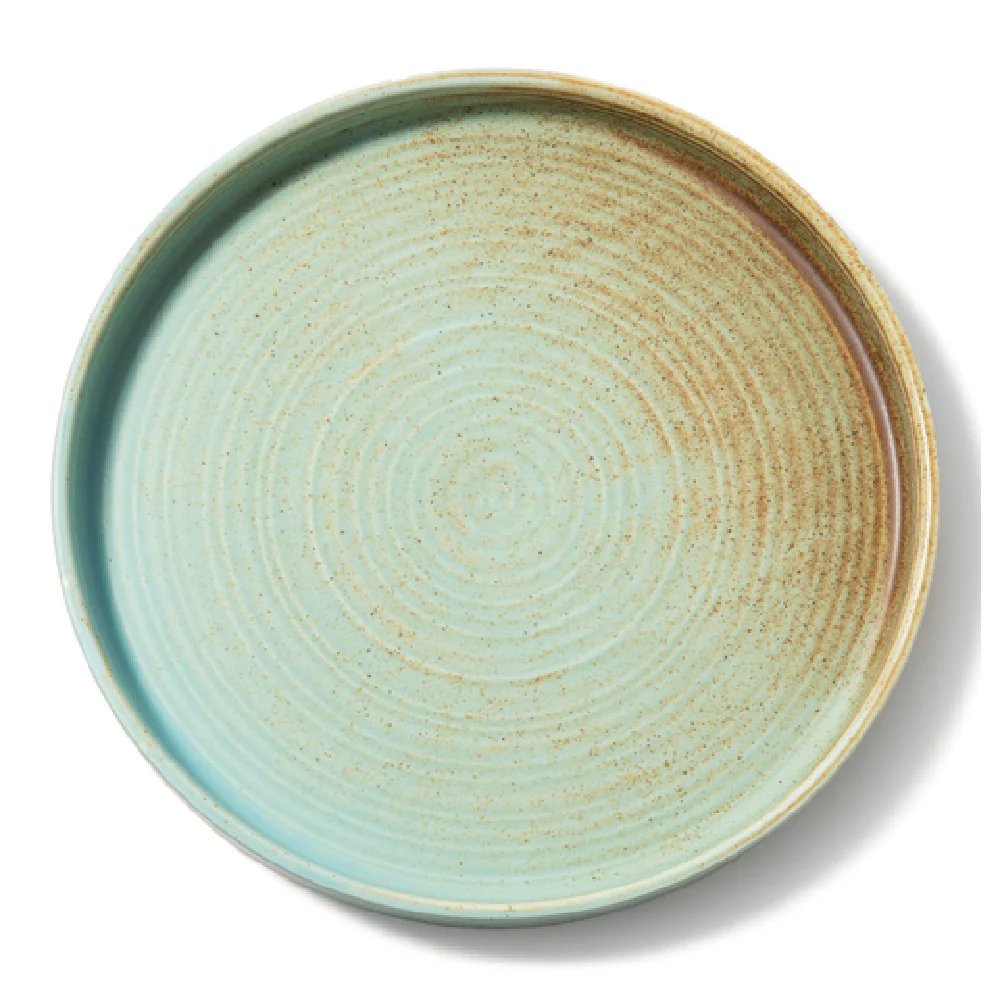 Bon Chef 2600024P 11 Inch Lago Plate Round Reactive Glaze Ceramic Teal Copper