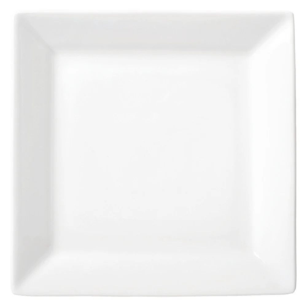 Libbey 999023147 9-7/8 Inch Square Plate with Polished Foot Porcelain Lunar White Libbey 999023147 9-7/8 Inch Square Plate with Polished Foot Porcelain Lunar White