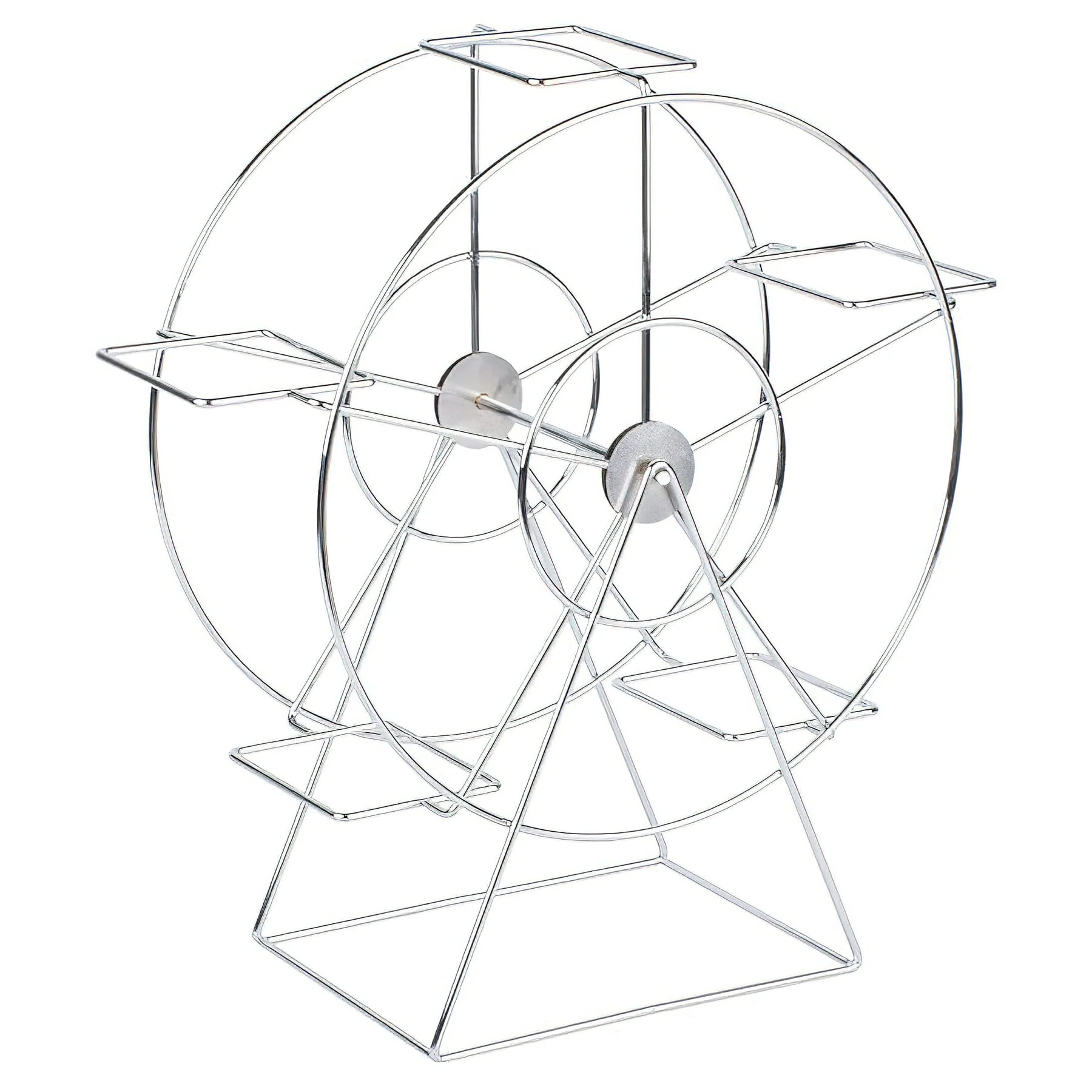 GET Enterprises 4-92065 14-1/2 Inch Wide Chrome Metal Basket Holder with Ferris Wheel Design
