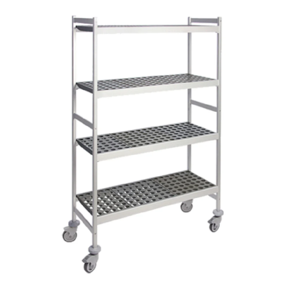 Fermod 4R42A71M 42 Inch Mobile Shelving Unit 4-tier Plastic and Aluminum Gray